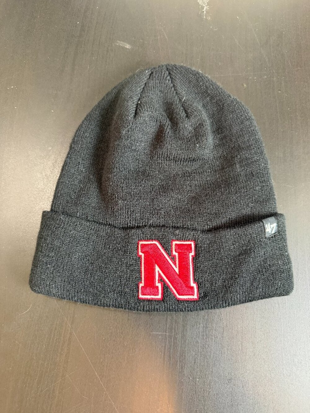 Nebraska Cornhuskers Huskers Black Knit Beanie Cap Hat with Red N Logo '47